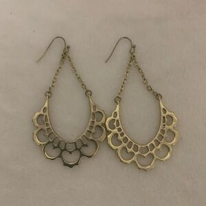 Gold Plated Filigree Heart Hoop Earrings